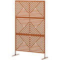 Metal Outdoor Privacy Screen & Plant Trellis with Stand – Rhombus Brown - Cheeky Garden