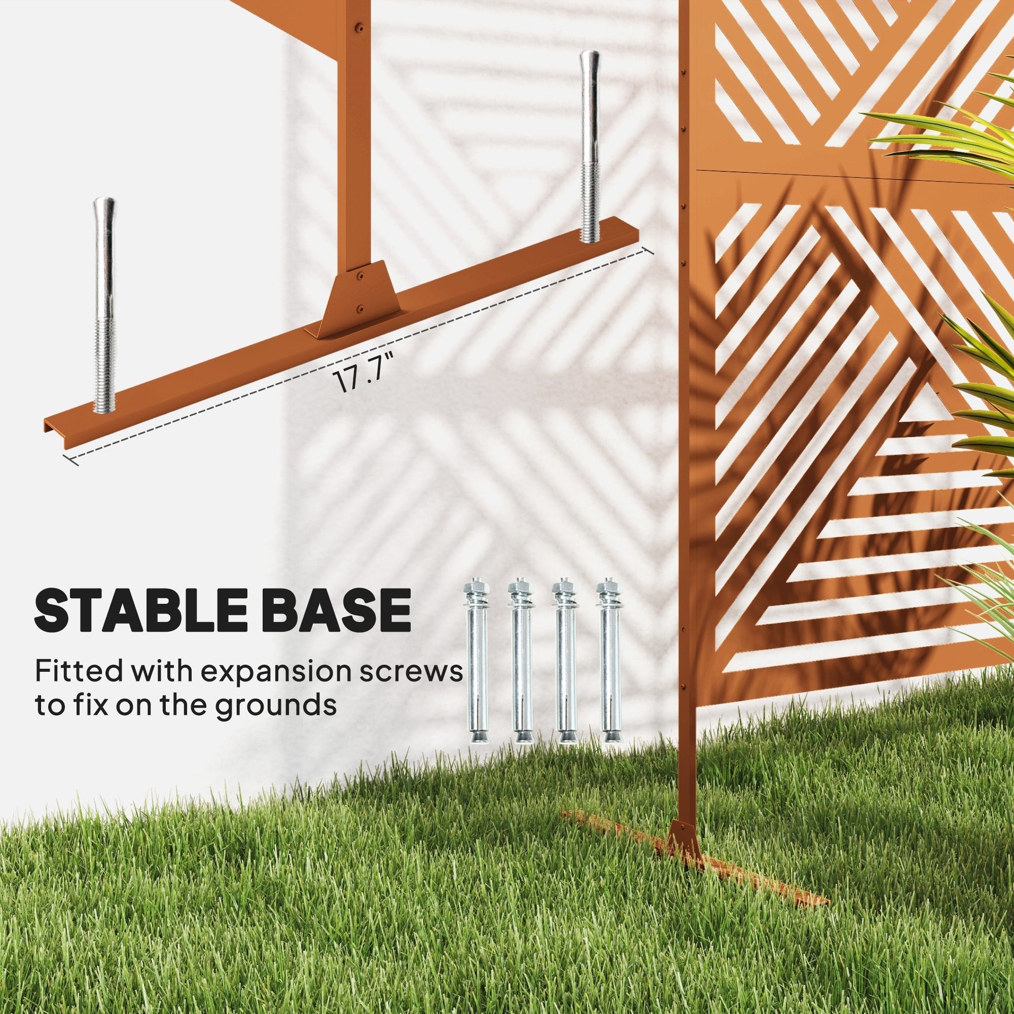 Metal Outdoor Privacy Screen & Plant Trellis with Stand – Rhombus Brown - Cheeky Garden