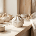 Mini Clam Shell Planter – Gypsum White 3" - Cheeky Garden