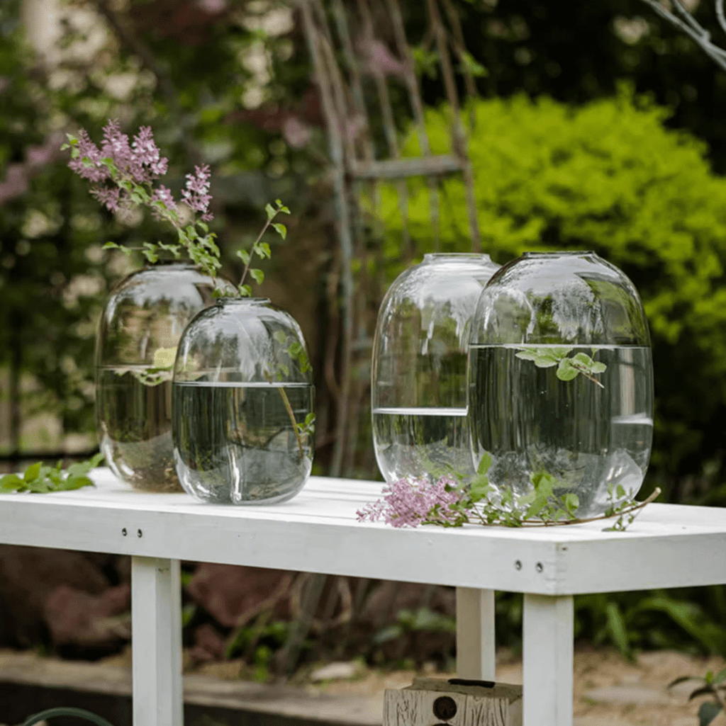 Modern Clear Glass Vase - Cheeky Garden