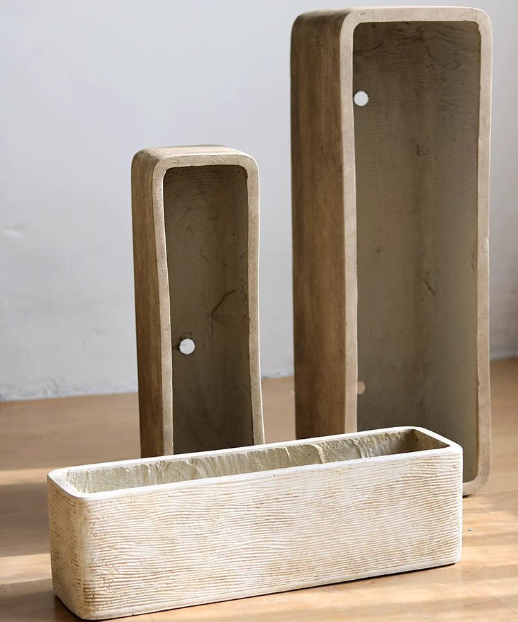 Modern Rectangular Textured Planter - Cheeky Garden