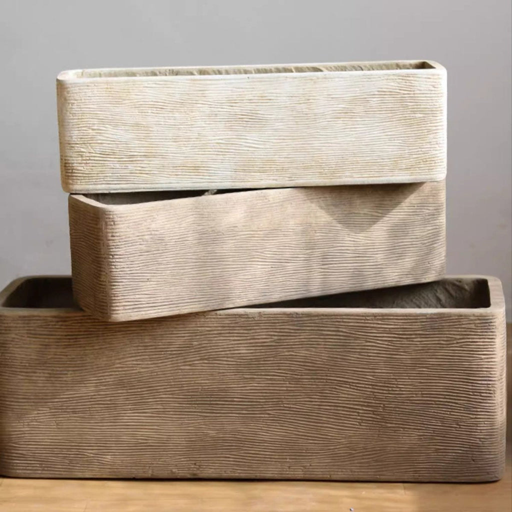 Modern Rectangular Textured Planter - Cheeky Garden