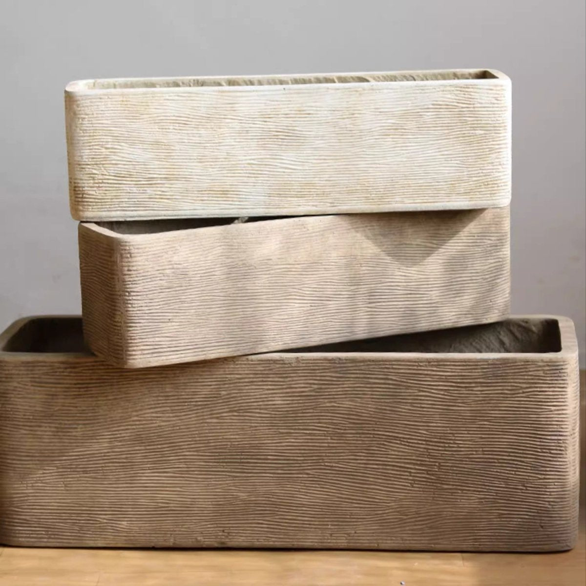Modern Rectangular Textured Planter - Cheeky Garden