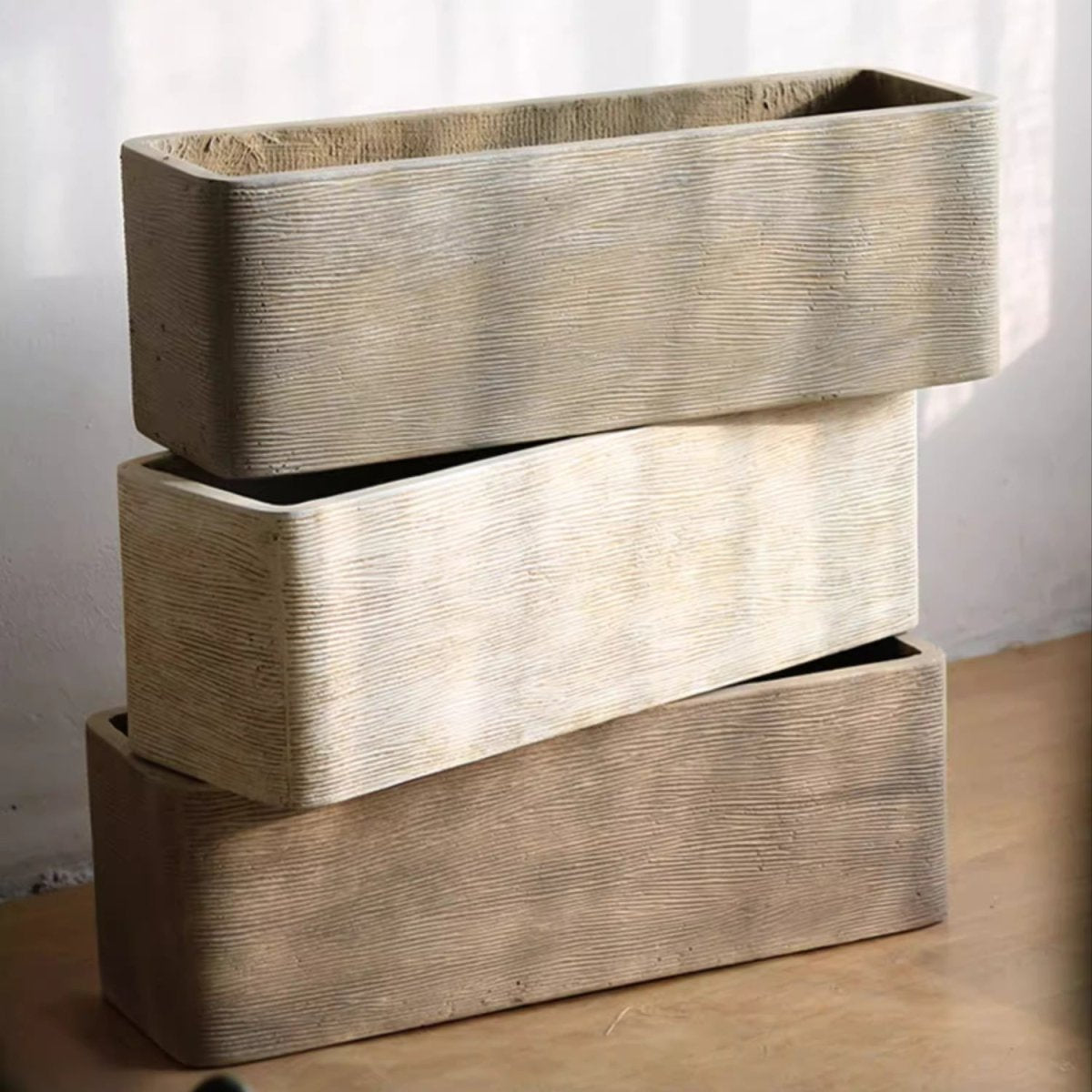 Modern Rectangular Textured Planter - Cheeky Garden