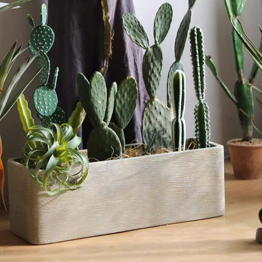 Modern Rectangular Textured Planter - Cheeky Garden