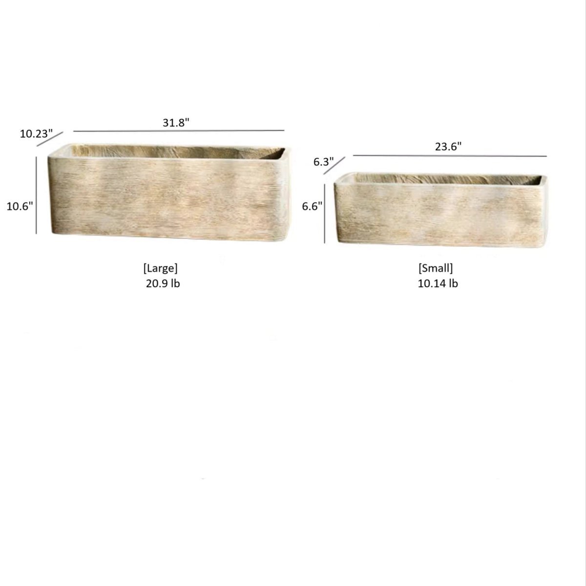 Modern Rectangular Textured Planter - Cheeky Garden