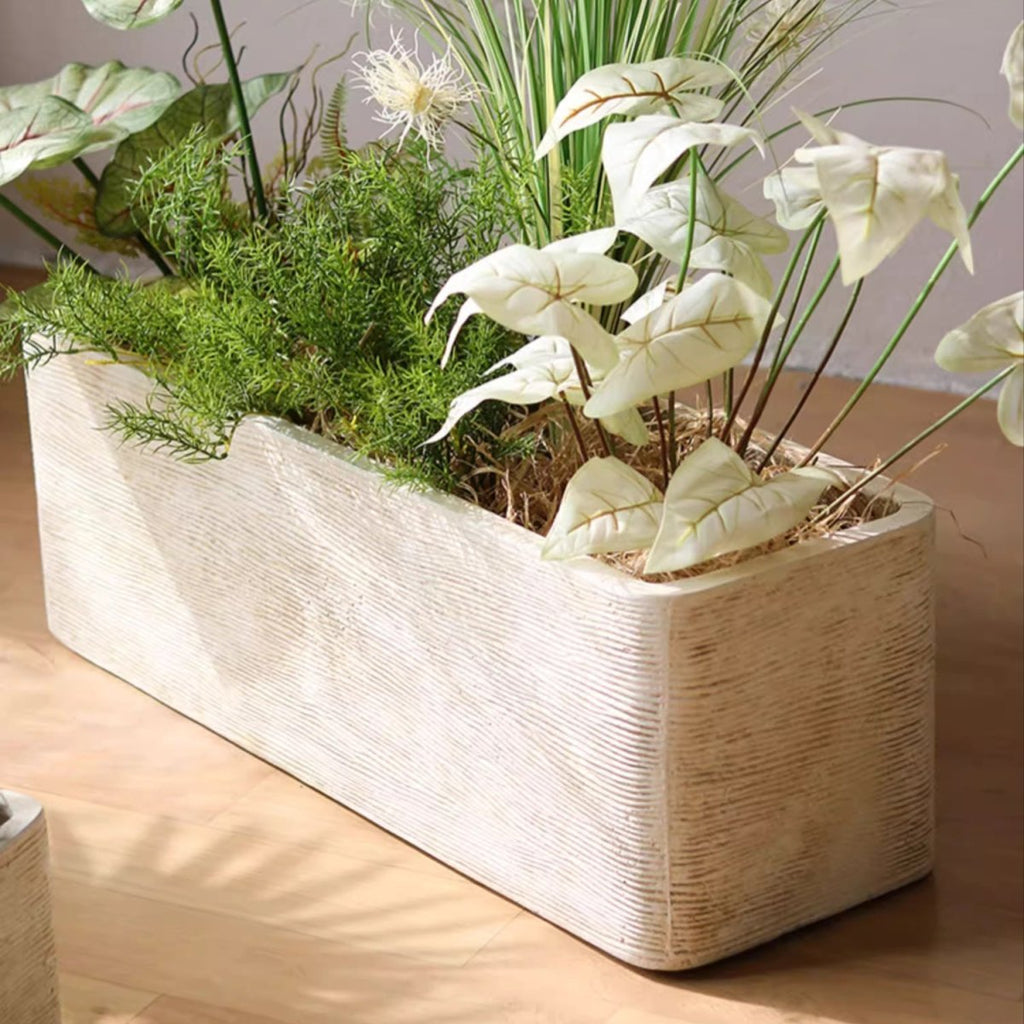 Modern Rectangular Textured Planter - Cheeky Garden