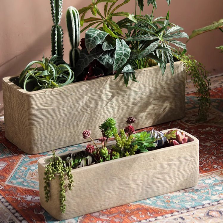 Modern Rectangular Textured Planter - Cheeky Garden
