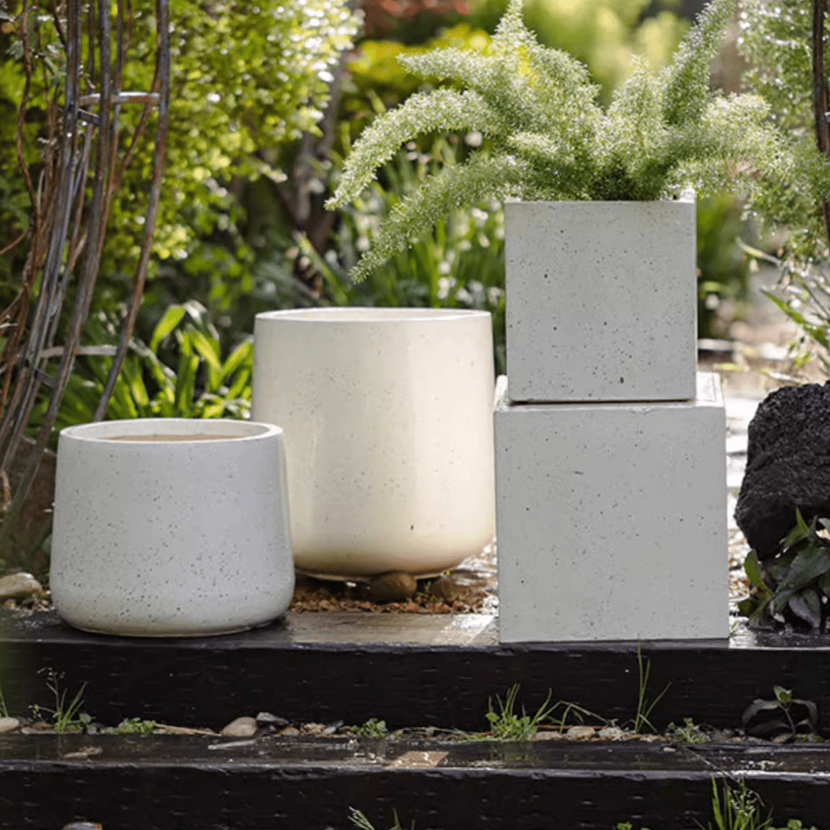 Modern White Planter Square - Cheeky Garden