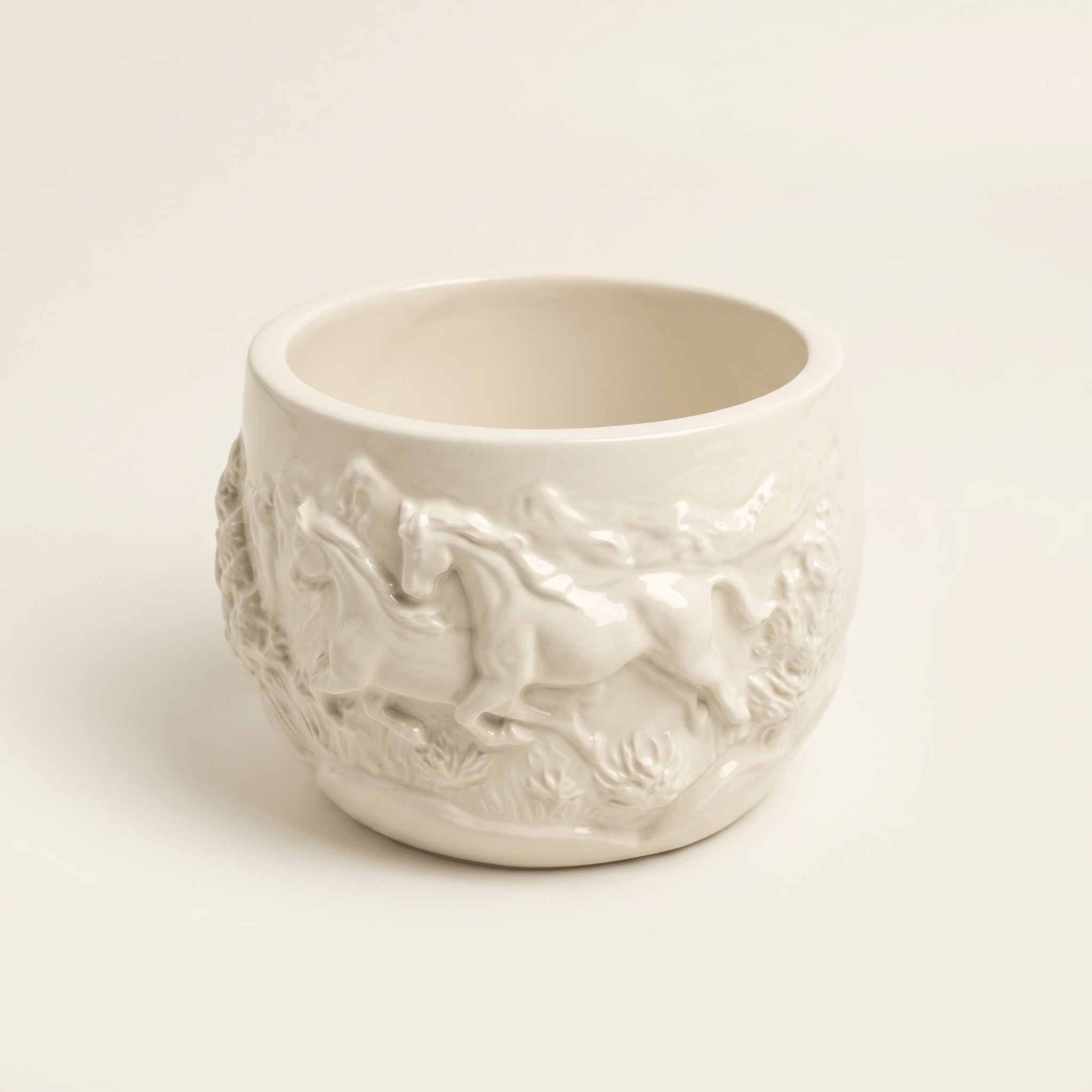 Mustang Horse Relief Planter – Gypsum White 3" - Cheeky Garden