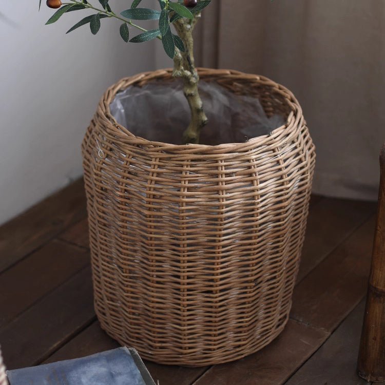 Natural Wicker Floor Planter Basket with Liner - Cheeky Garden