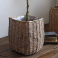 Natural Wicker Floor Planter Basket with Liner - Cheeky Garden