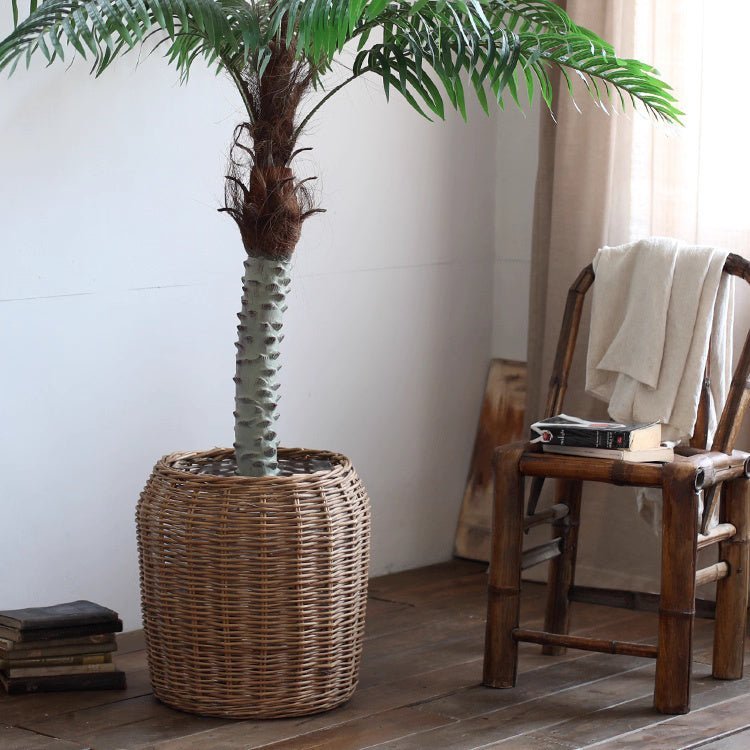 Natural Wicker Floor Planter Basket with Liner - Cheeky Garden