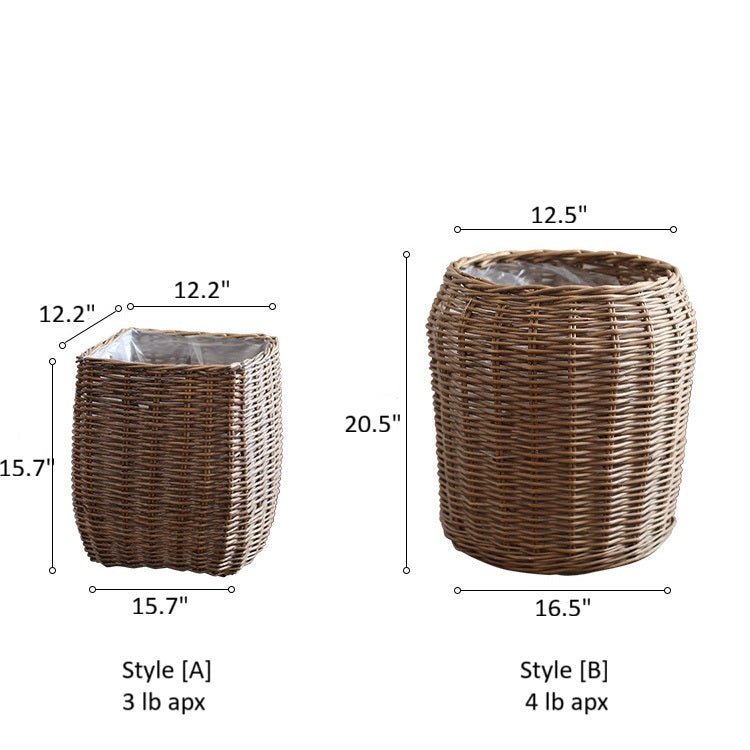 Natural Wicker Floor Planter Basket with Liner - Cheeky Garden
