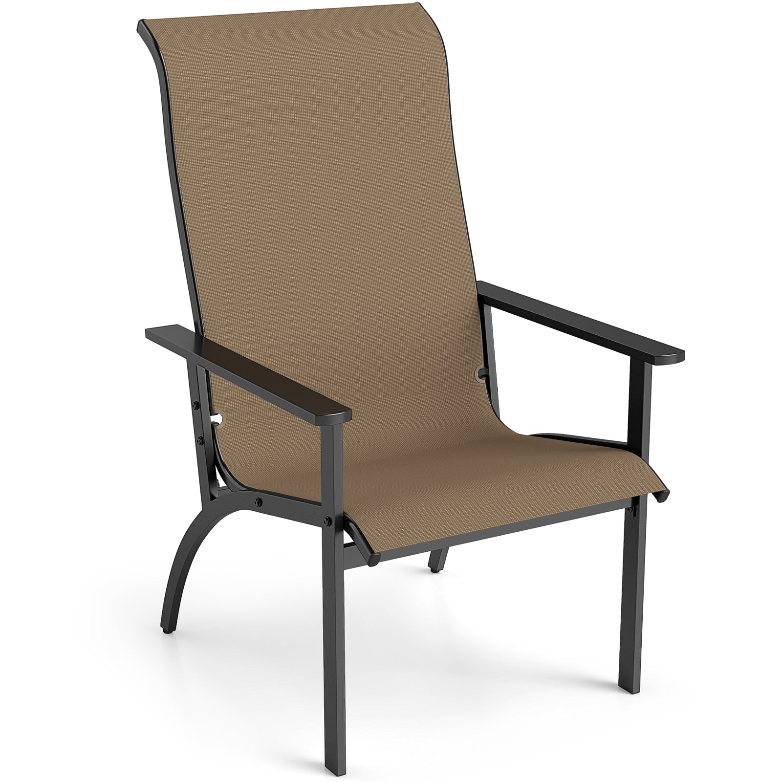 Outdoor Adirondack Chair with High Back and Metal Frame for Porch Garden-Coffee - Cheeky Garden
