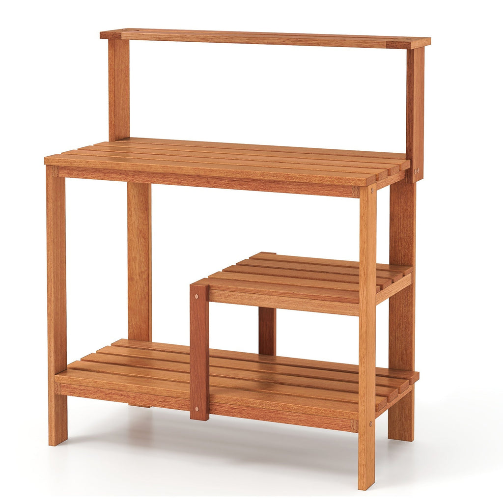 Outdoor Garden Potting Wood Planting Workstation with Open Shelves - Cheeky Garden
