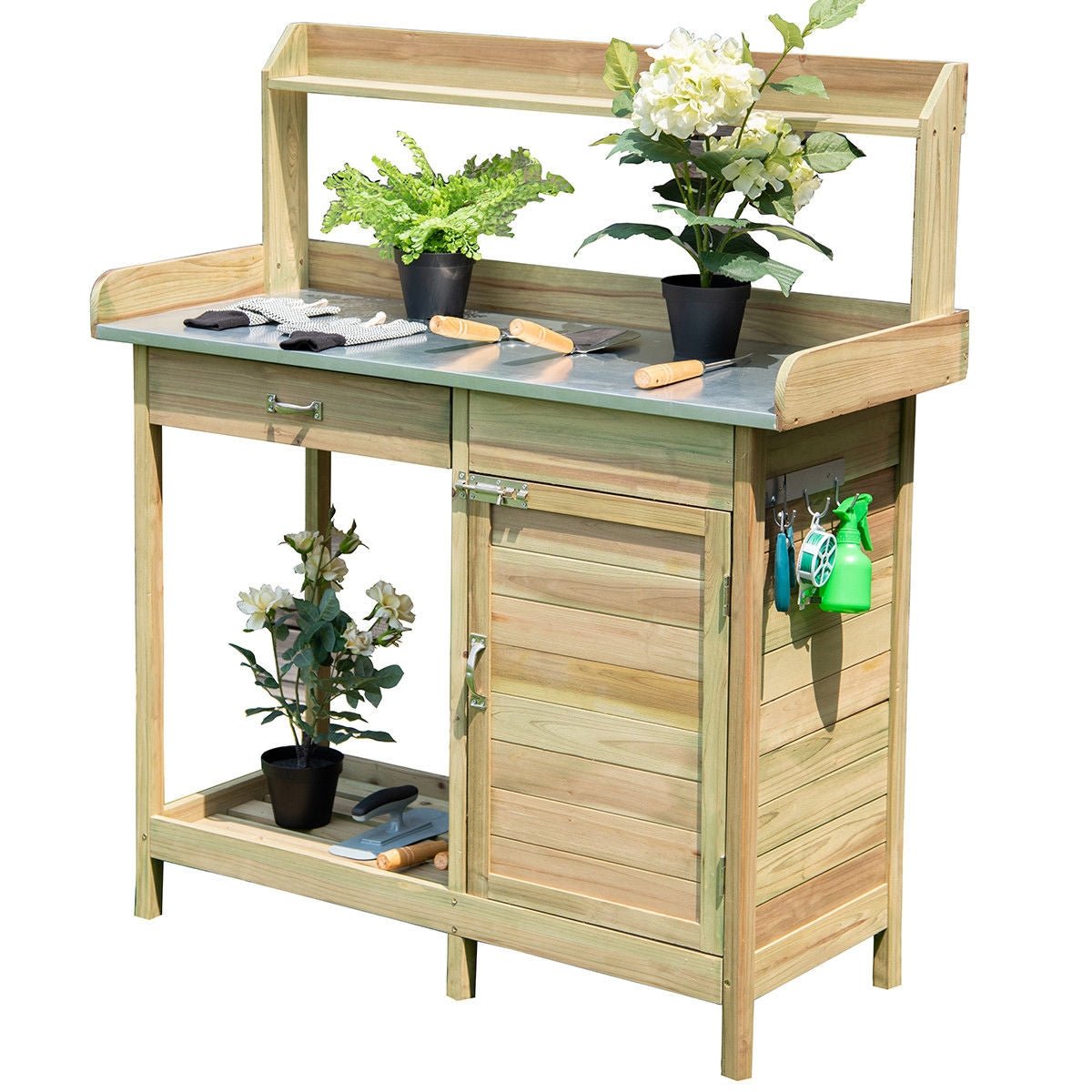 Outdoor Garden Wooden Work Station Potting Bench - Cheeky Garden