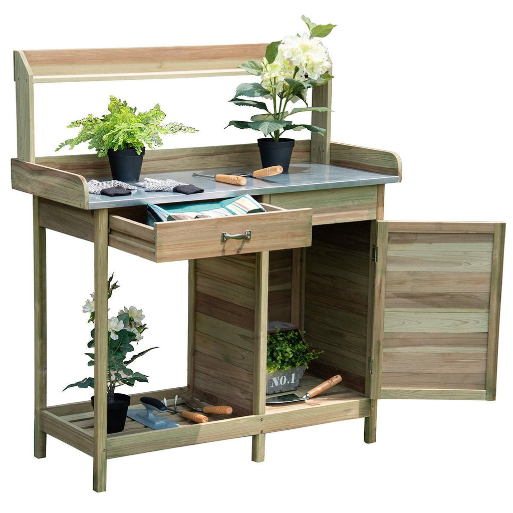 Outdoor Garden Wooden Work Station Potting Bench - Cheeky Garden