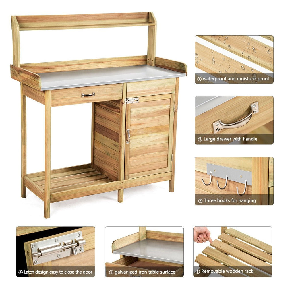 Outdoor Garden Wooden Work Station Potting Bench - Cheeky Garden