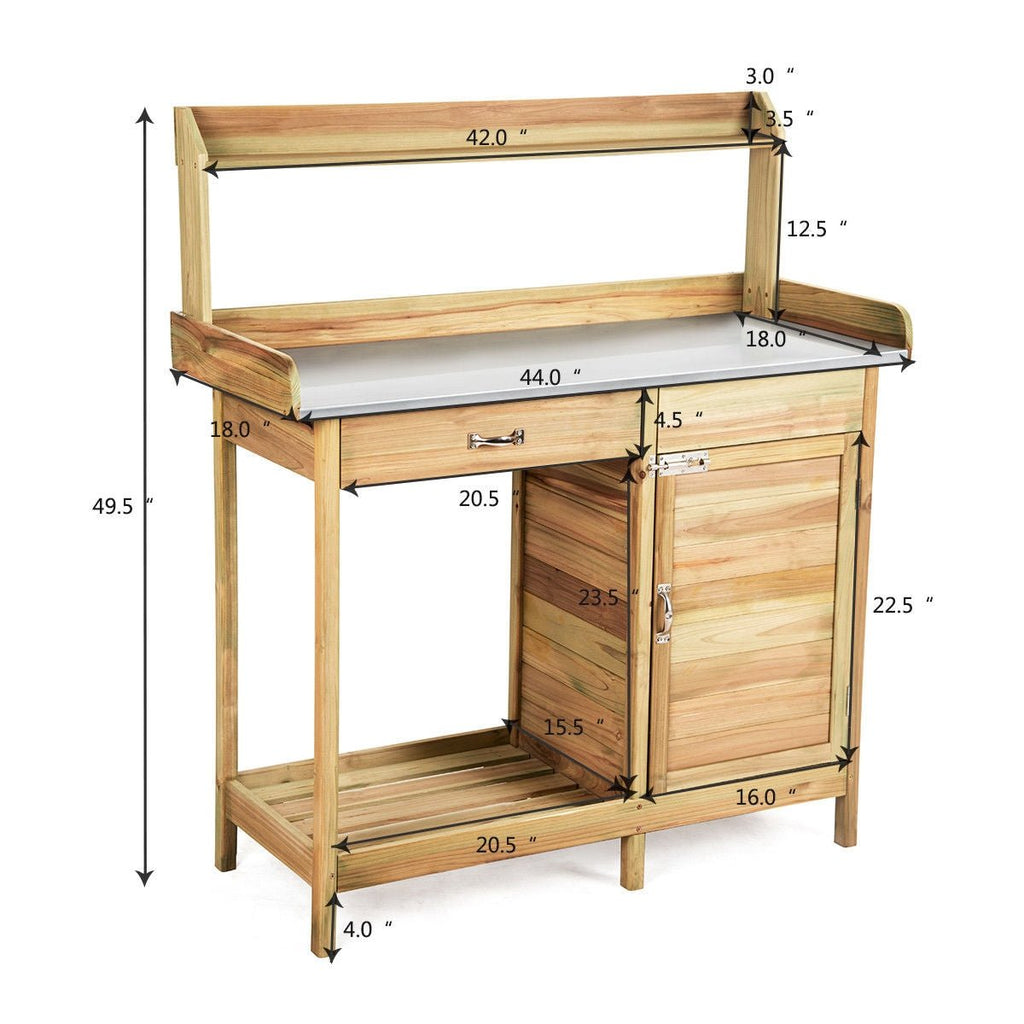 Outdoor Garden Wooden Work Station Potting Bench - Cheeky Garden