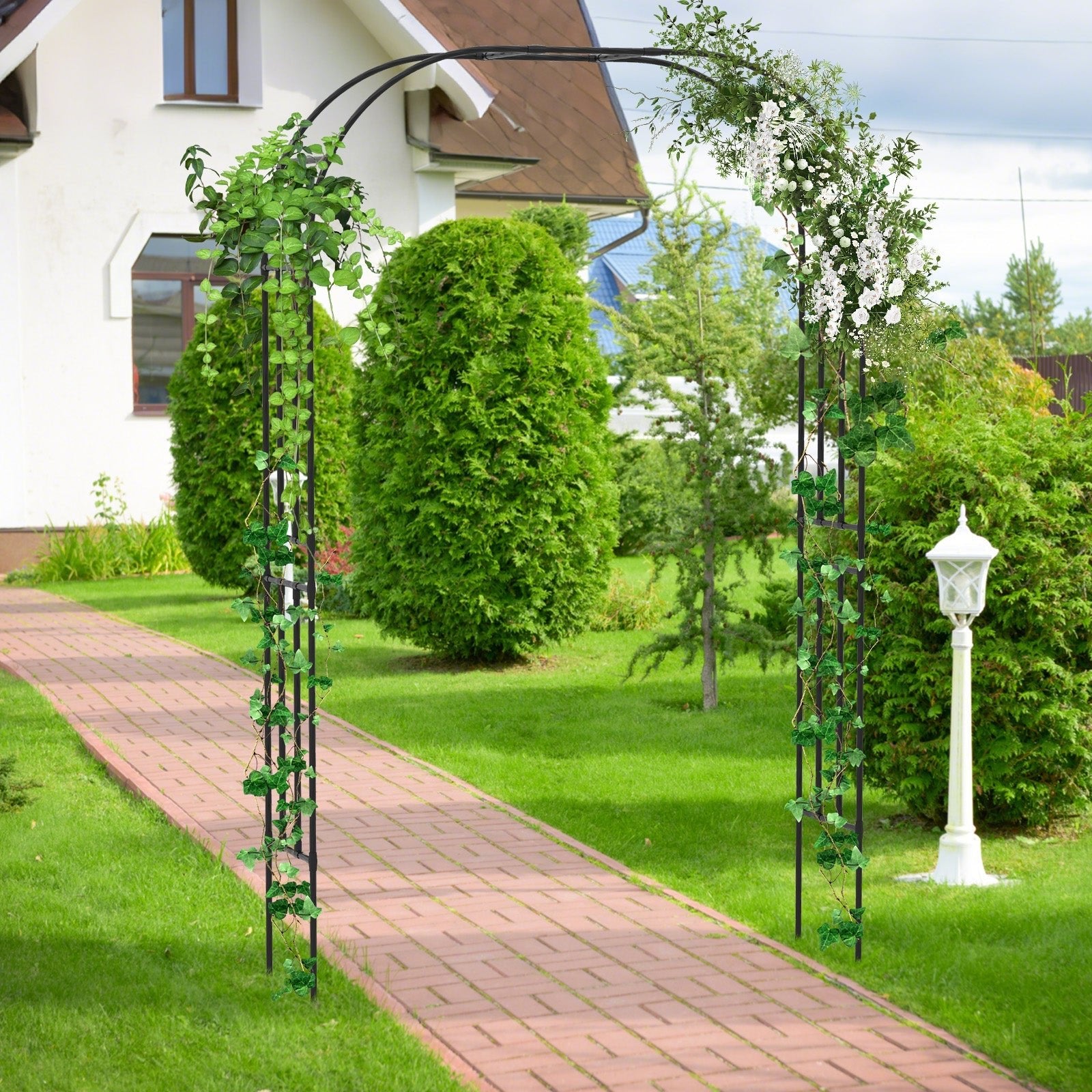 Outdoor Metal Garden Arch Trellis for Climbing Plants Grape Vine Flower - Cheeky Garden