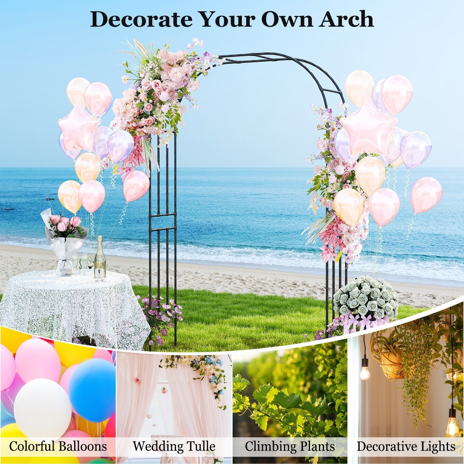 Outdoor Metal Garden Arch Trellis for Climbing Plants Grape Vine Flower - Cheeky Garden