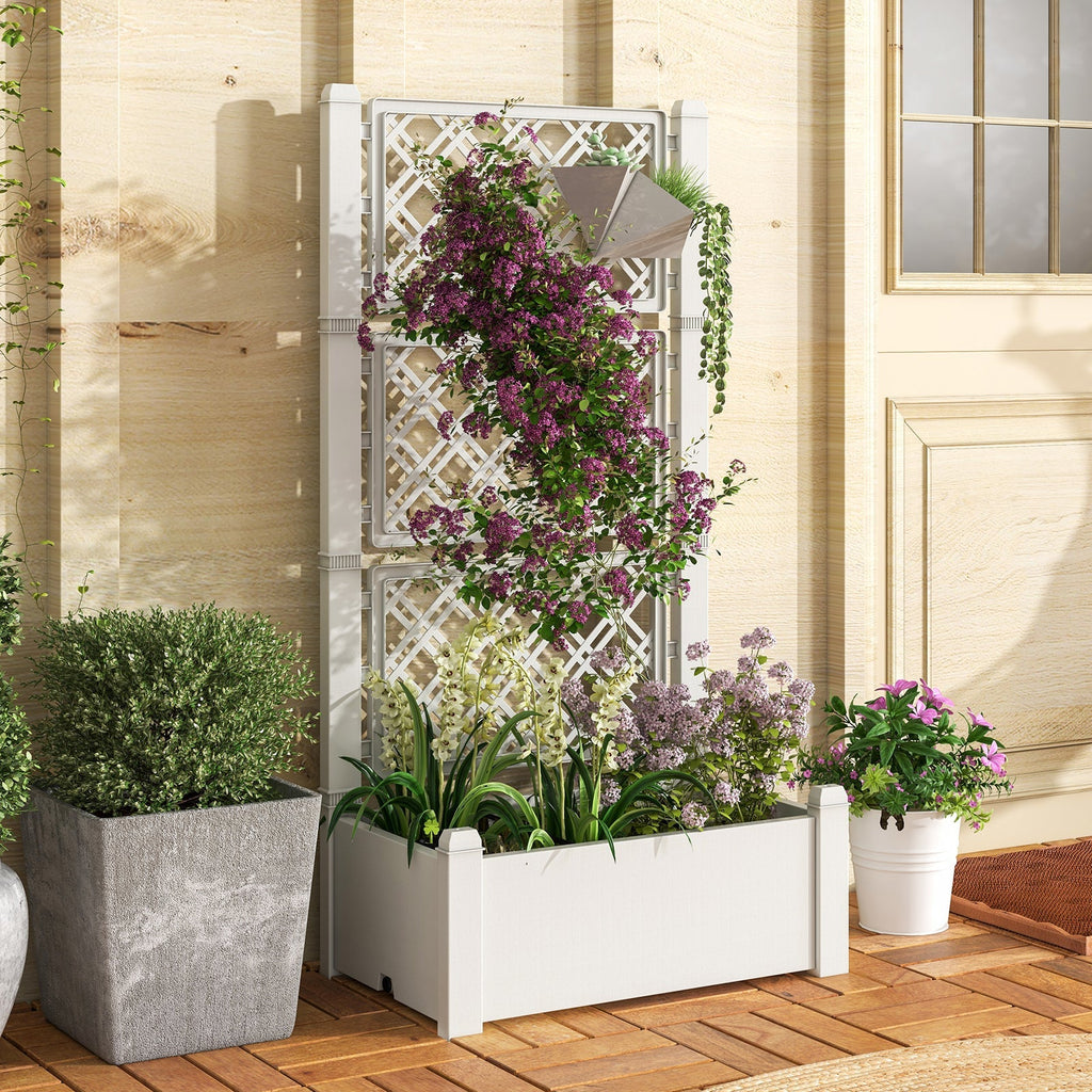 Outdoor Planter Box Self-Watering Raised Garden Bed Trellis with Water Level Indicator - Cheeky Garden