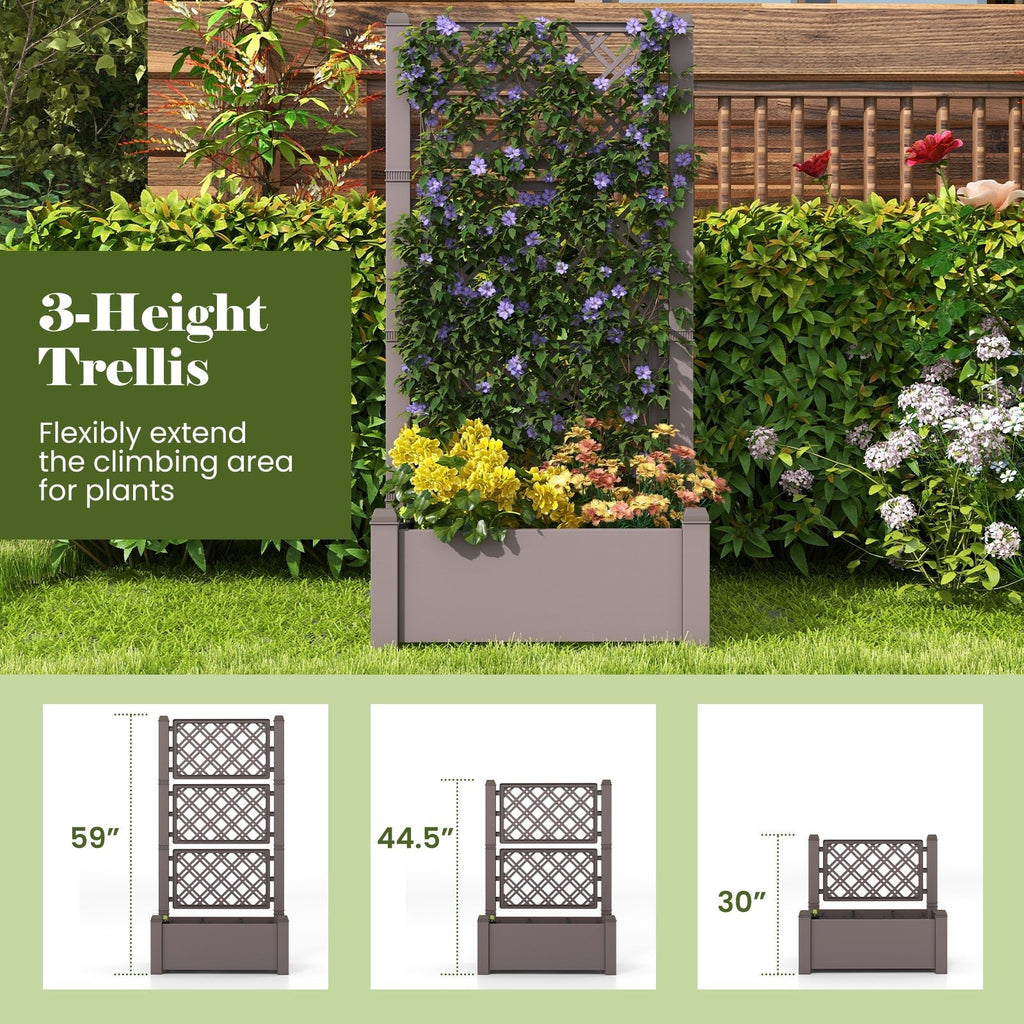 Outdoor Planter Box Self-Watering Raised Garden Bed Trellis with Water Level Indicator - Cheeky Garden