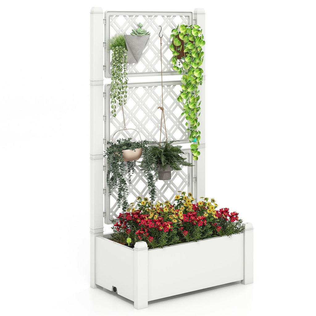 Outdoor Planter Box Self-Watering Raised Garden Bed Trellis with Water Level Indicator - Cheeky Garden