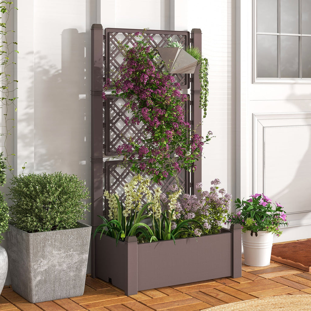 Outdoor Planter Box Self-Watering Raised Garden Bed Trellis with Water Level Indicator - Cheeky Garden