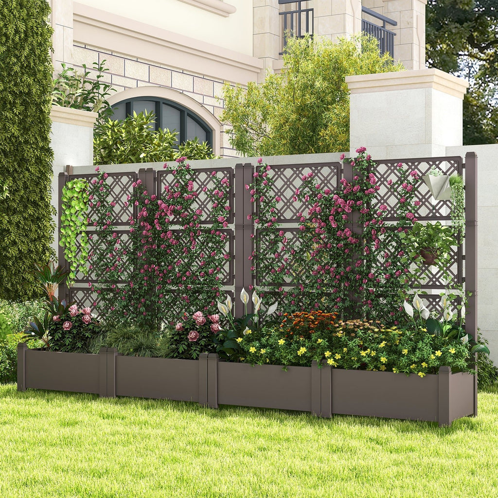 Outdoor Planter Box Self-Watering Raised Garden Bed Trellis with Water Level Indicator - Cheeky Garden