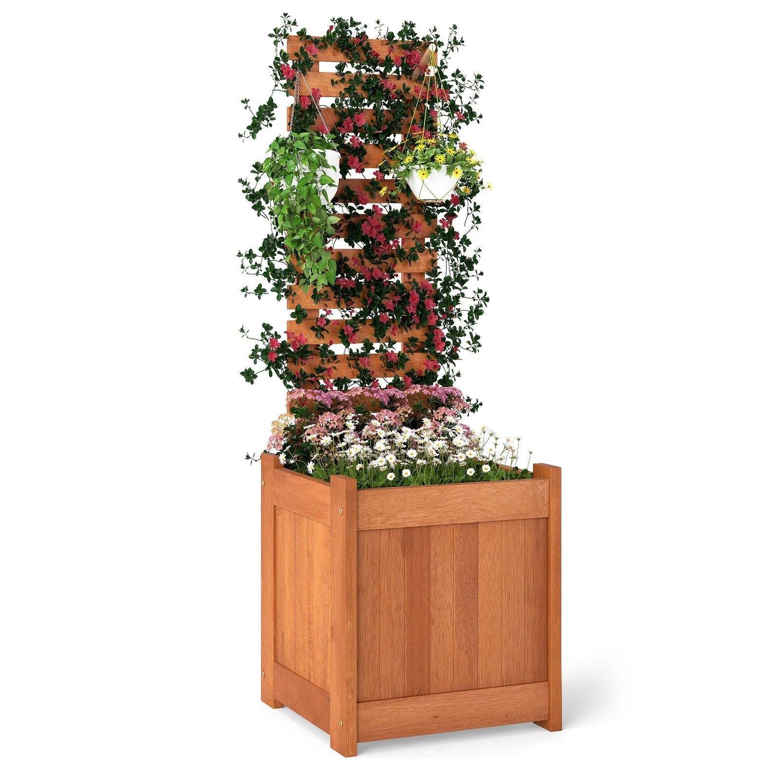 Outdoor Wooden Raised Garden Bed with Trellis - Cheeky Garden