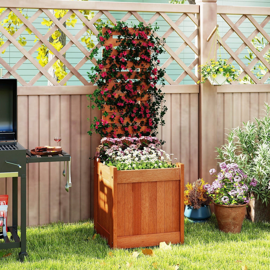 Outdoor Wooden Raised Garden Bed with Trellis - Cheeky Garden