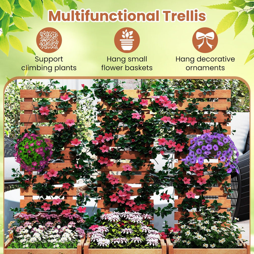 Outdoor Wooden Raised Garden Bed with Trellis - Cheeky Garden