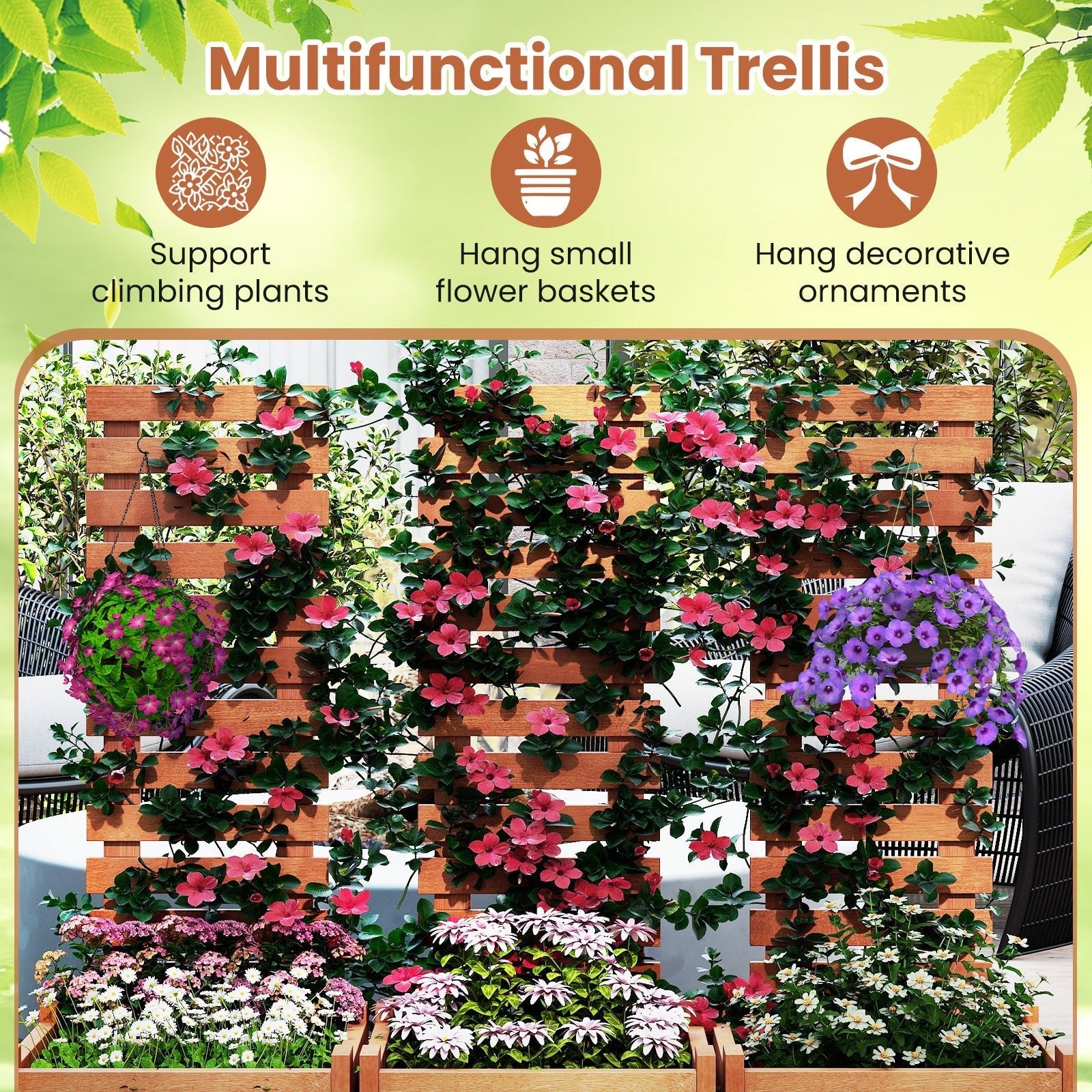 Outdoor Wooden Raised Garden Bed with Trellis - Cheeky Garden