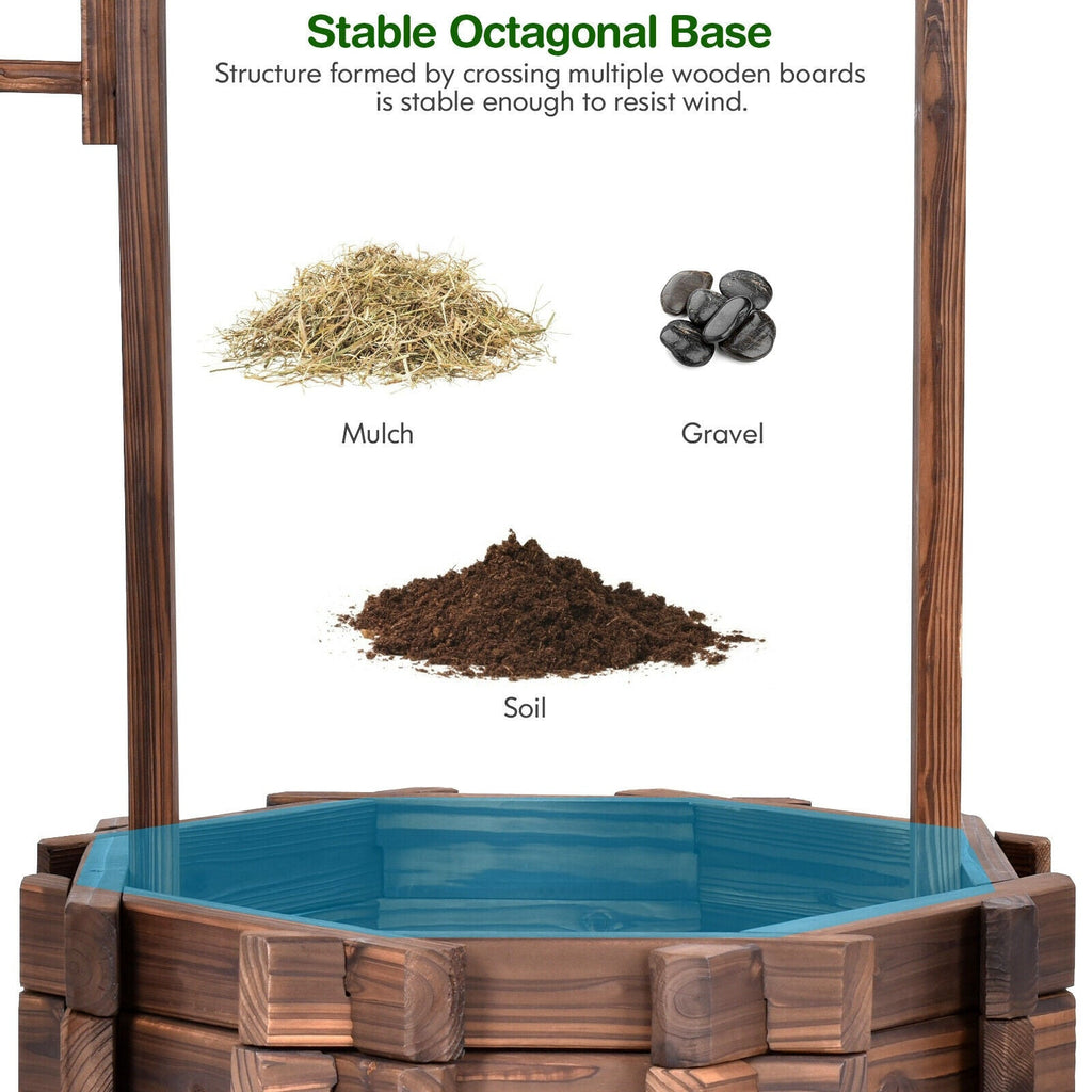 Outdoor Wooden Wishing Well Planter Bucket - Cheeky Garden