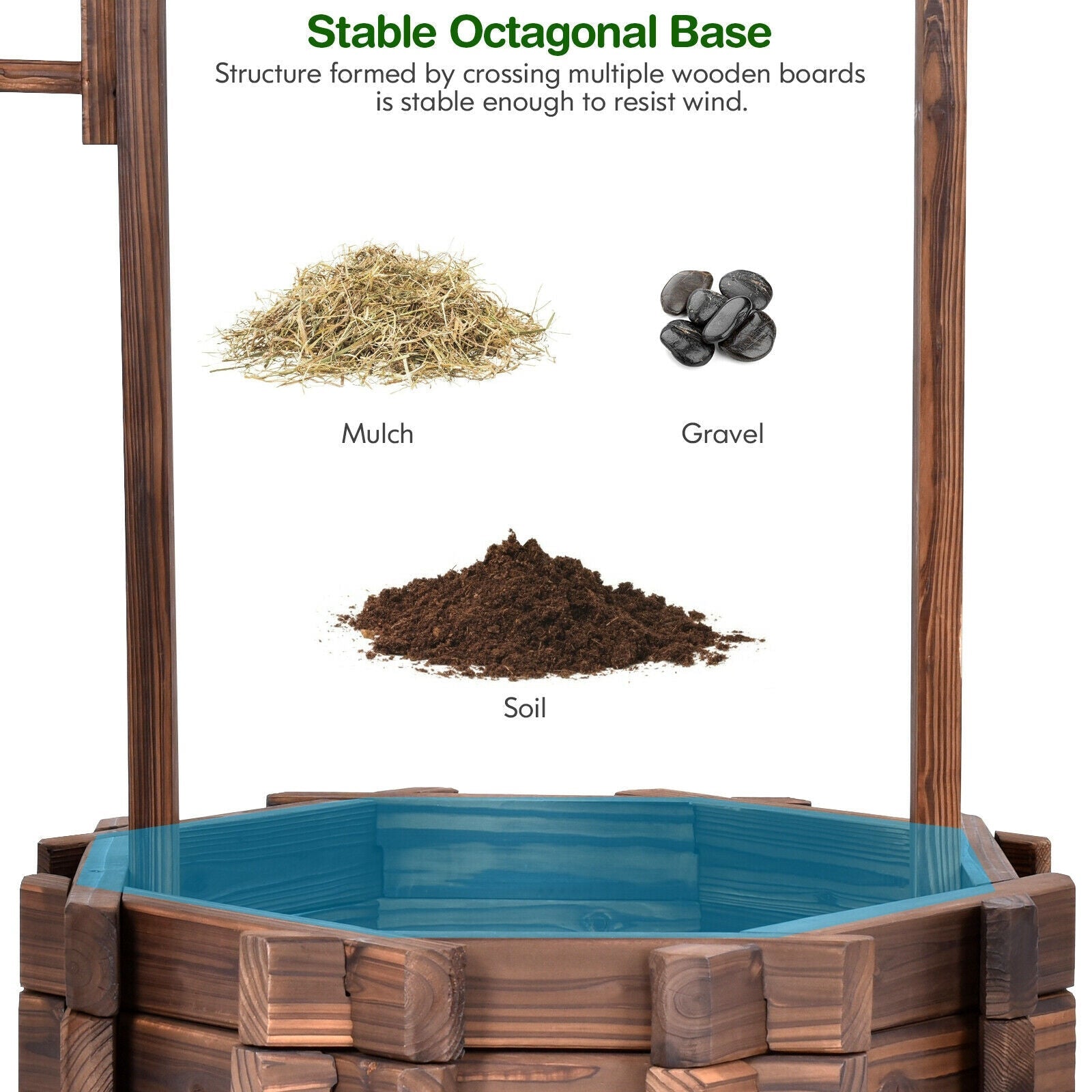 Outdoor Wooden Wishing Well Planter Bucket - Cheeky Garden