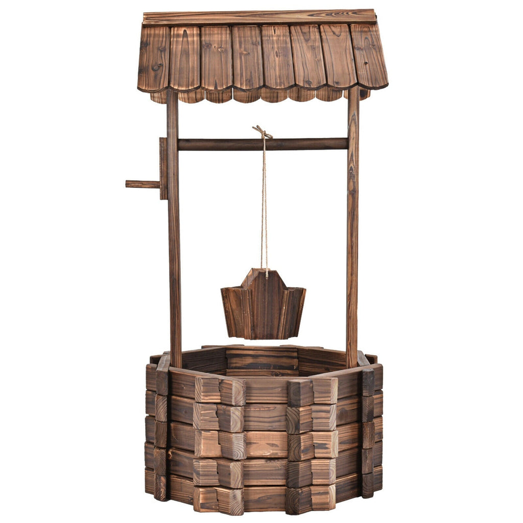 Outdoor Wooden Wishing Well Planter Bucket - Cheeky Garden