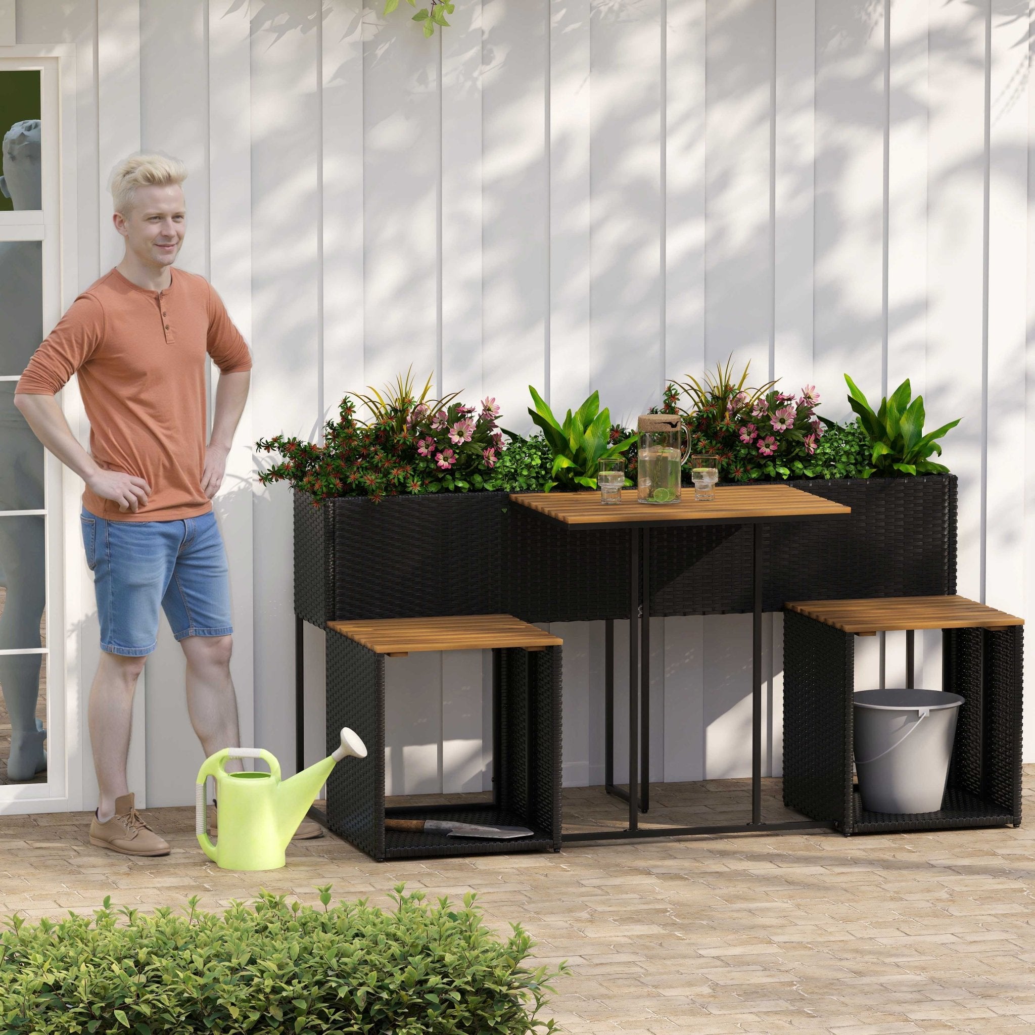 Patio Furniture Set with Raised Garden Bed for Porch and Yard - Cheeky Garden