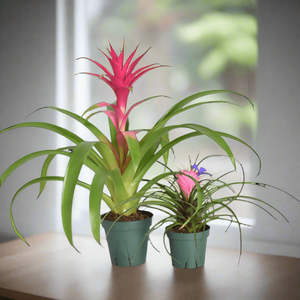 Pink Houseplant Bundle – Guzmania ‘Viola’ & Tillandsia ‘Cyanea’ - Cheeky Garden