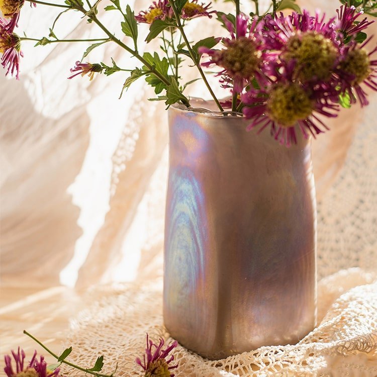 Pink Morandi Color Art Glass Vase - Cheeky Garden