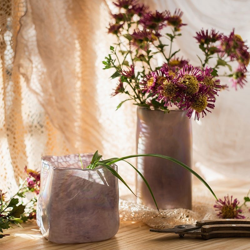 Pink Morandi Color Art Glass Vase - Cheeky Garden