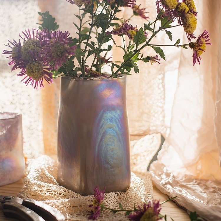 Pink Morandi Color Art Glass Vase - Cheeky Garden