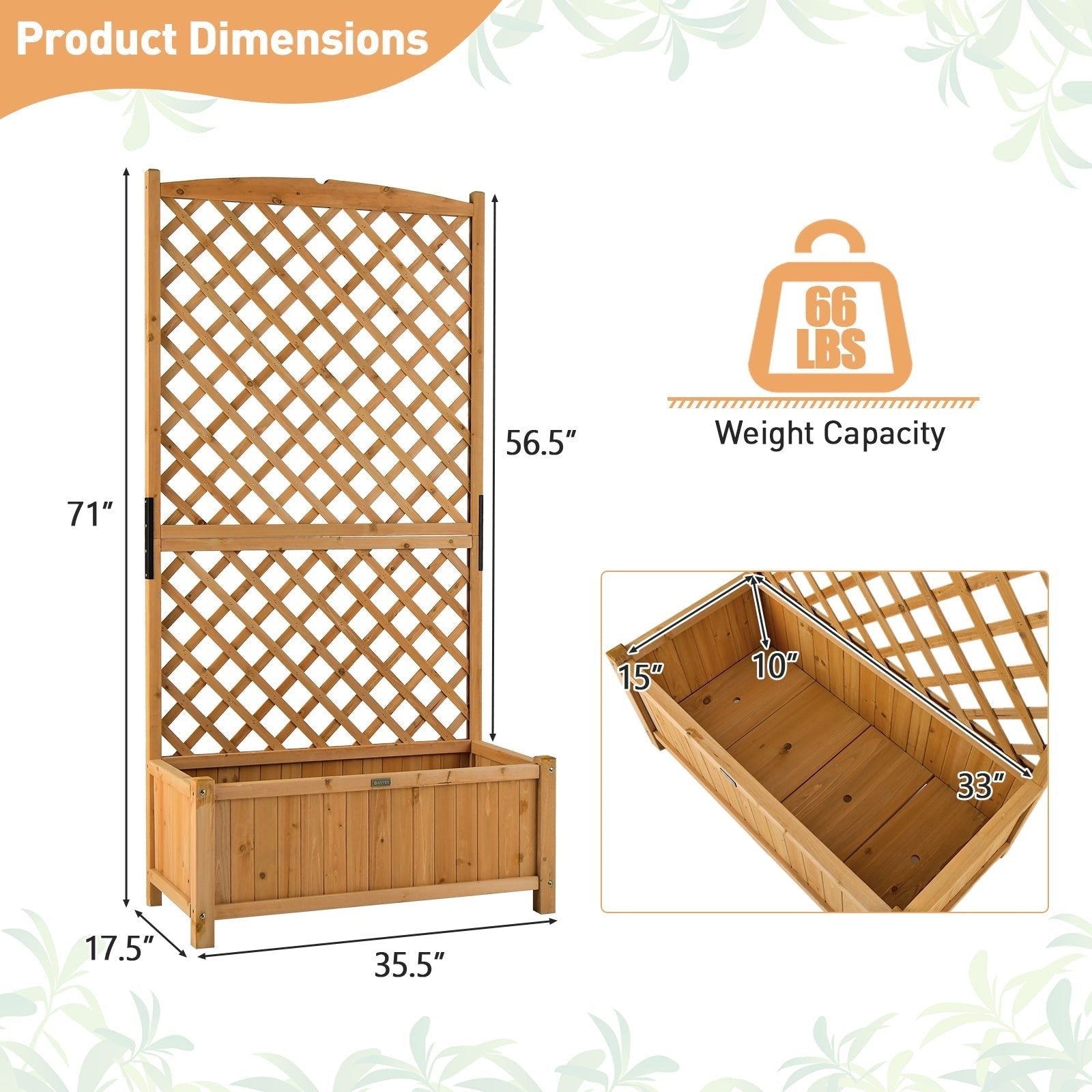 Planter Raised Bed with Trellis for Plant Flower Climbing-Orange - Cheeky Garden