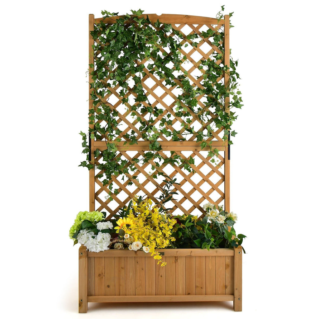 Planter Raised Bed with Trellis for Plant Flower Climbing-Orange - Cheeky Garden
