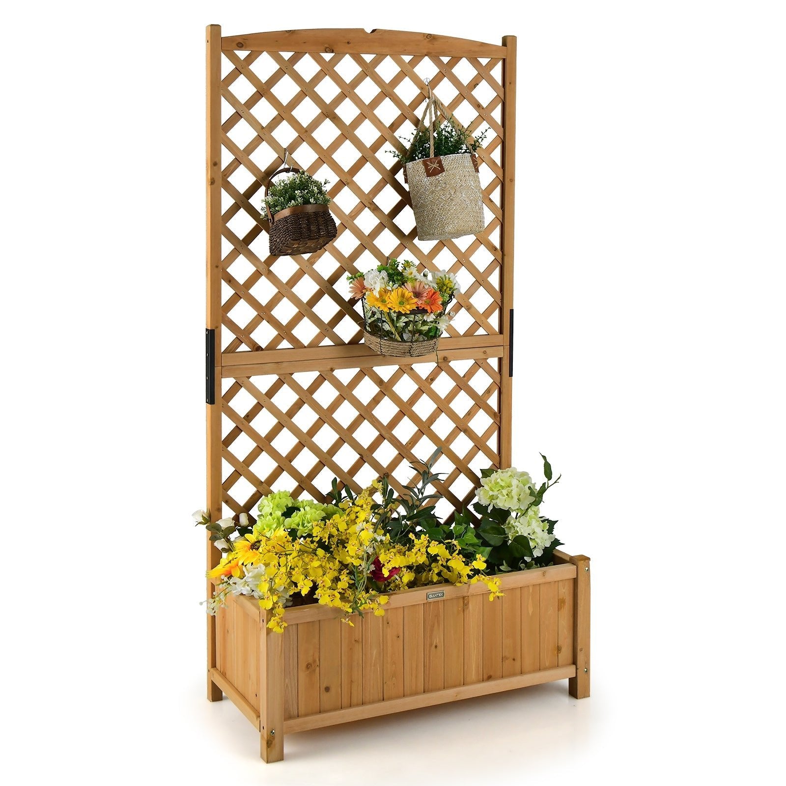 Planter Raised Bed with Trellis for Plant Flower Climbing-Orange - Cheeky Garden