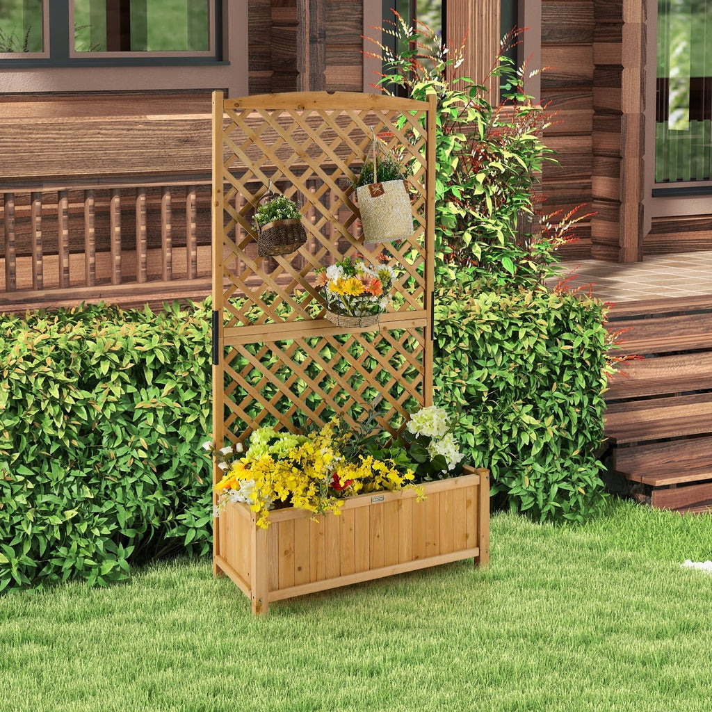 Planter Raised Bed with Trellis for Plant Flower Climbing-Orange - Cheeky Garden