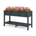 Poly Wood Elevated Planter Box with Legs Storage Shelf Drainage Holes - Cheeky Garden