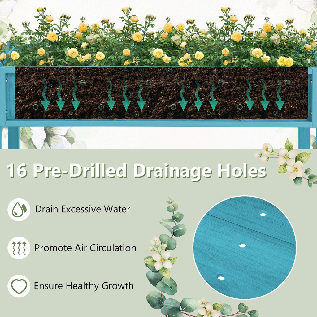 Poly Wood Elevated Planter Box with Legs Storage Shelf Drainage Holes - Cheeky Garden
