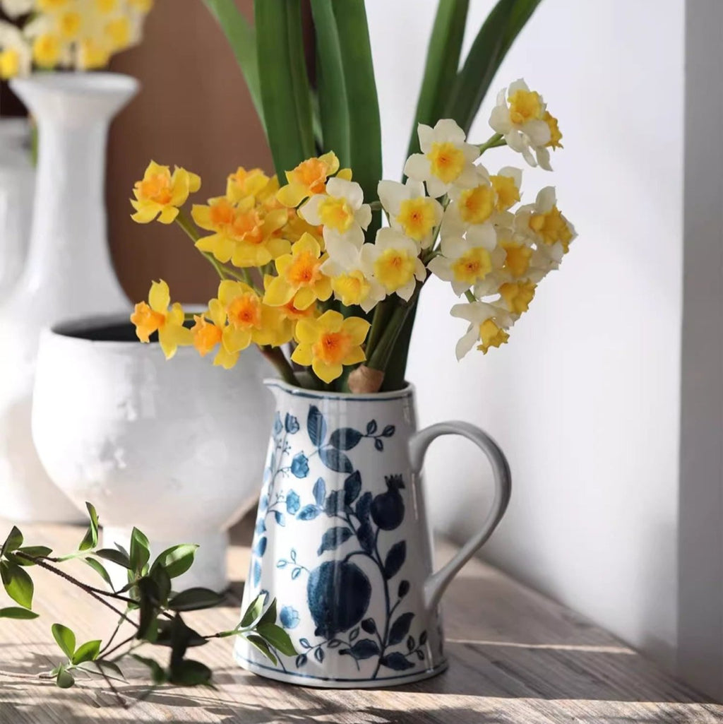 Pomegranate Hand-Painted Blue and White Porcelain Vase - Cheeky Garden